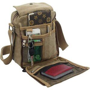 Canvas Mini Messenger Bag Crossbody Travel Shoulder Bag for Men Women Purse
